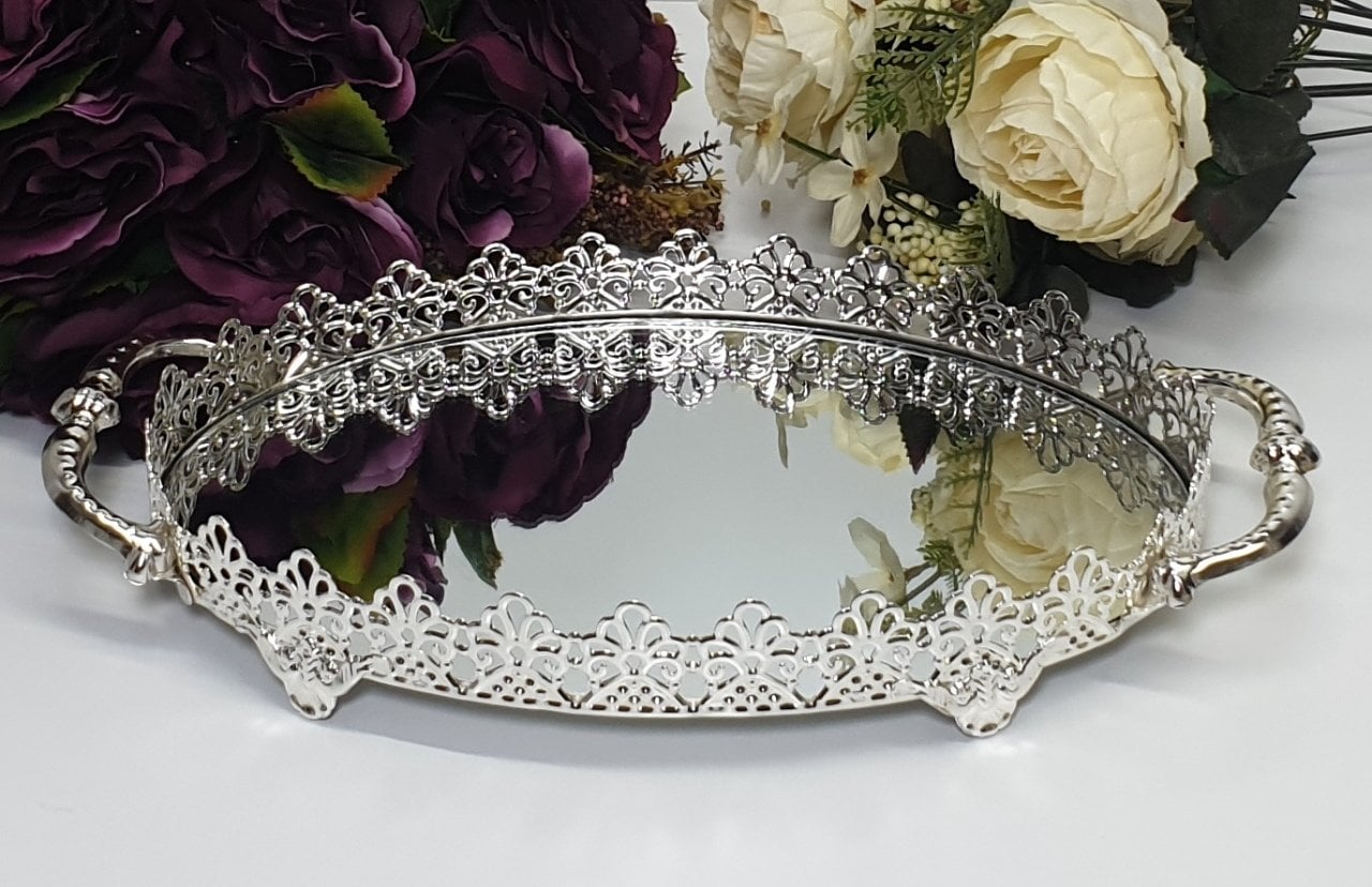 Papatya Model Oval Tepsi (20x29cm) GUMUS DAMAT TEPS