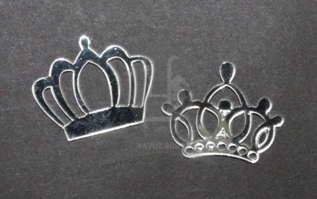 aynalı kral & kraliçe tacı(1mm) GUMUS KRAL 3X3,5CM