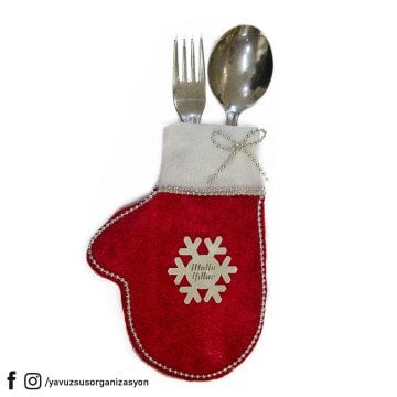 Yılbaşı Eldiveni Şeklinde Kaşıklık Servis Sunum4lü