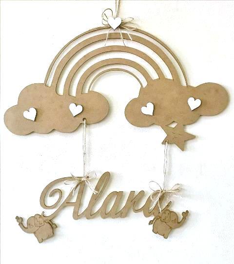 Kraft rengi BULUTLU isme özel kapı süsü