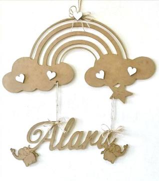 Kraft rengi BULUTLU isme özel kapı süsü