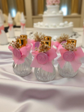 İpek kurdeleli fıstıs cam şişe hediyelik(20 adet)