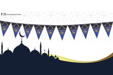Lacivert Arapça Ramazan-ı Şerif Flama