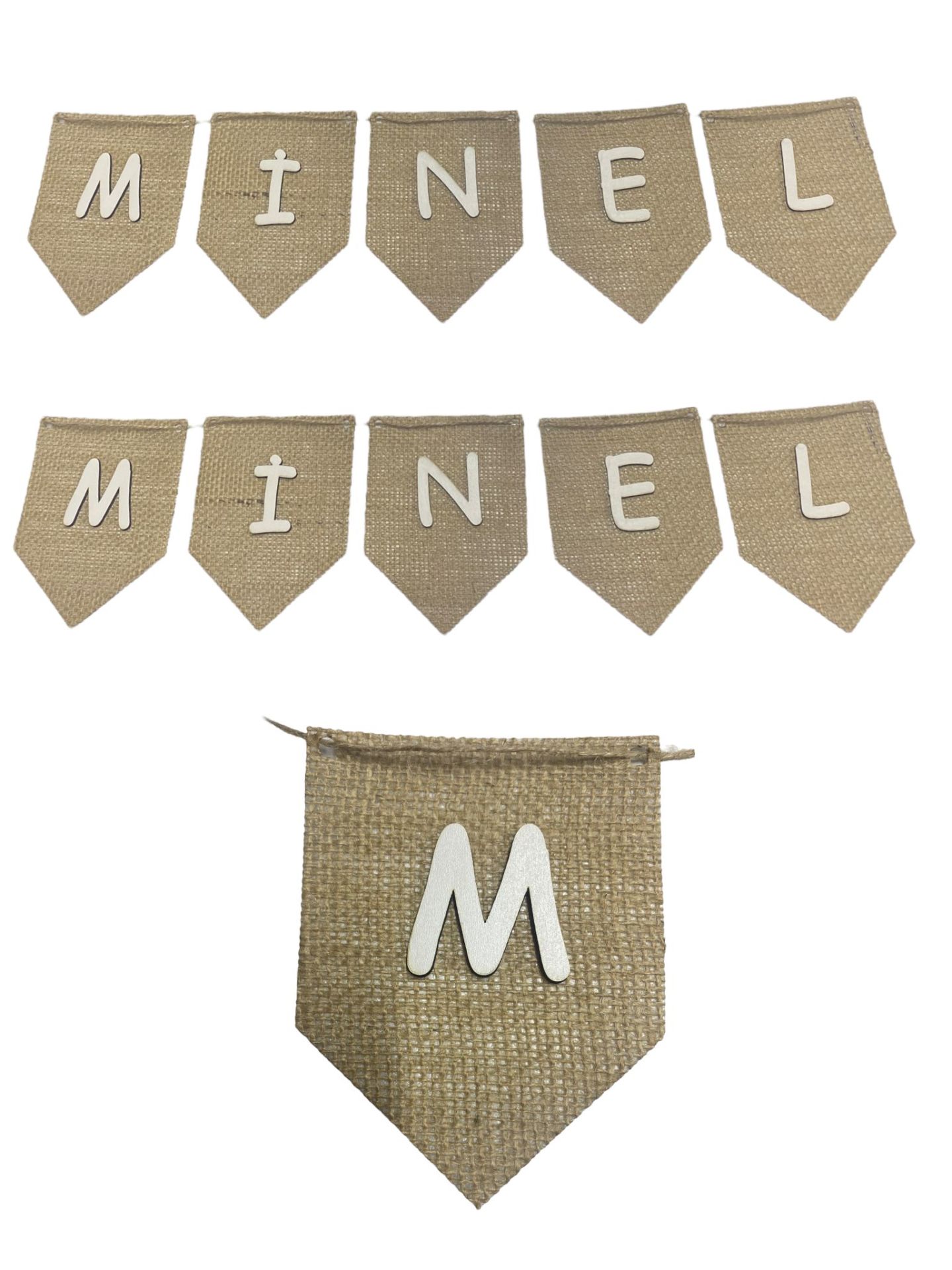 Üçgen Kraft Kumaş Üzerinde Ahşap Harf