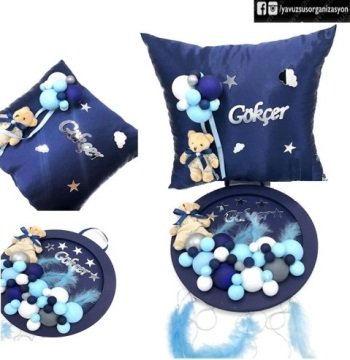 Lacivert Top Dekorlu Bebek Süsü