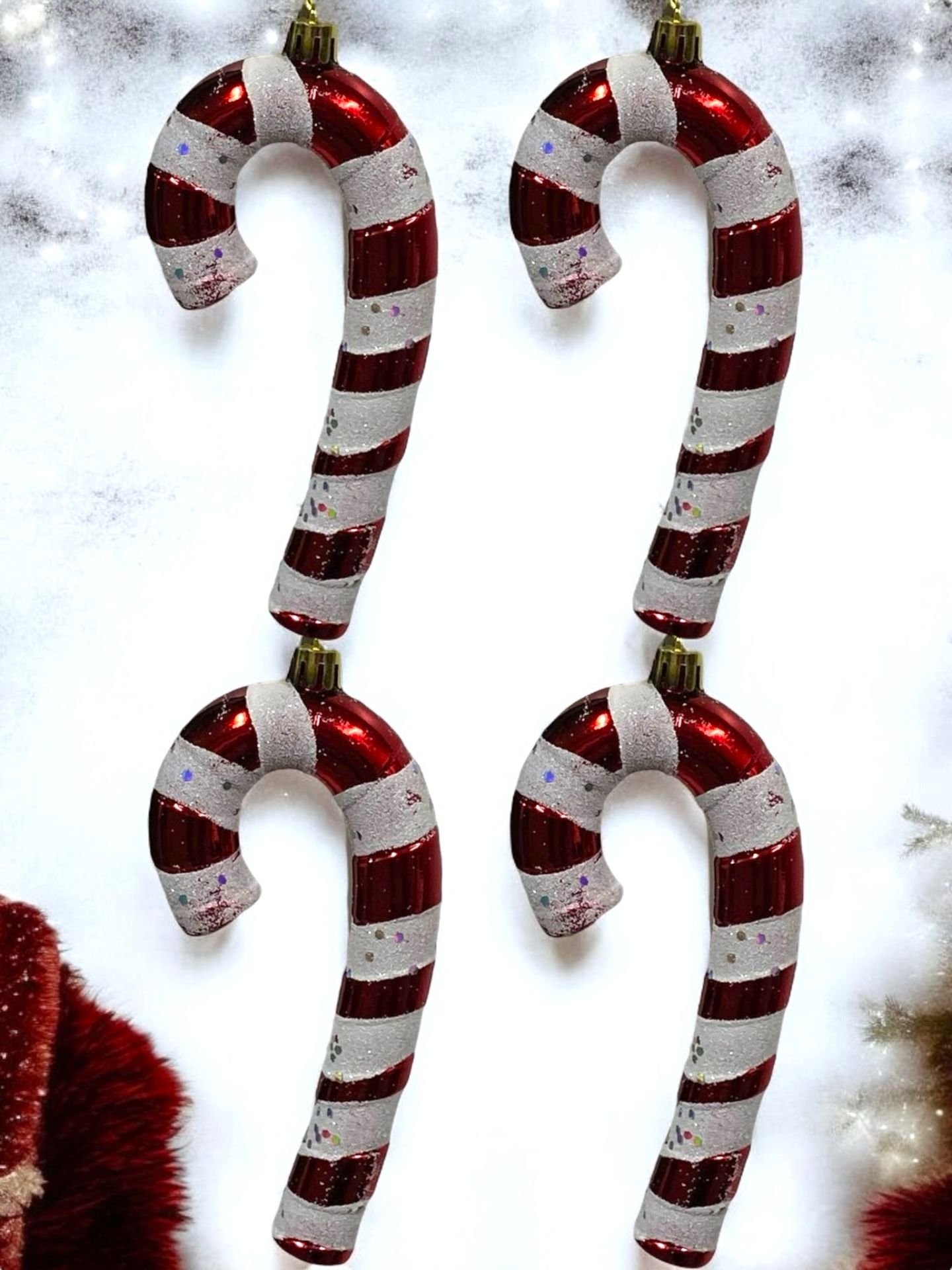 Yılbaşı süsü Baston(4 lü) 3 boyutlu