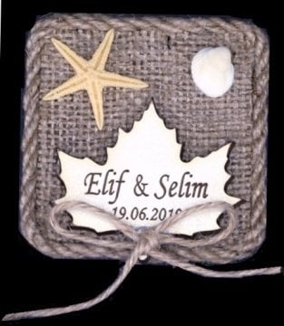 Kare Çuval Üzeri Yaprak Süslü Nikah Şekeri(20 ad)