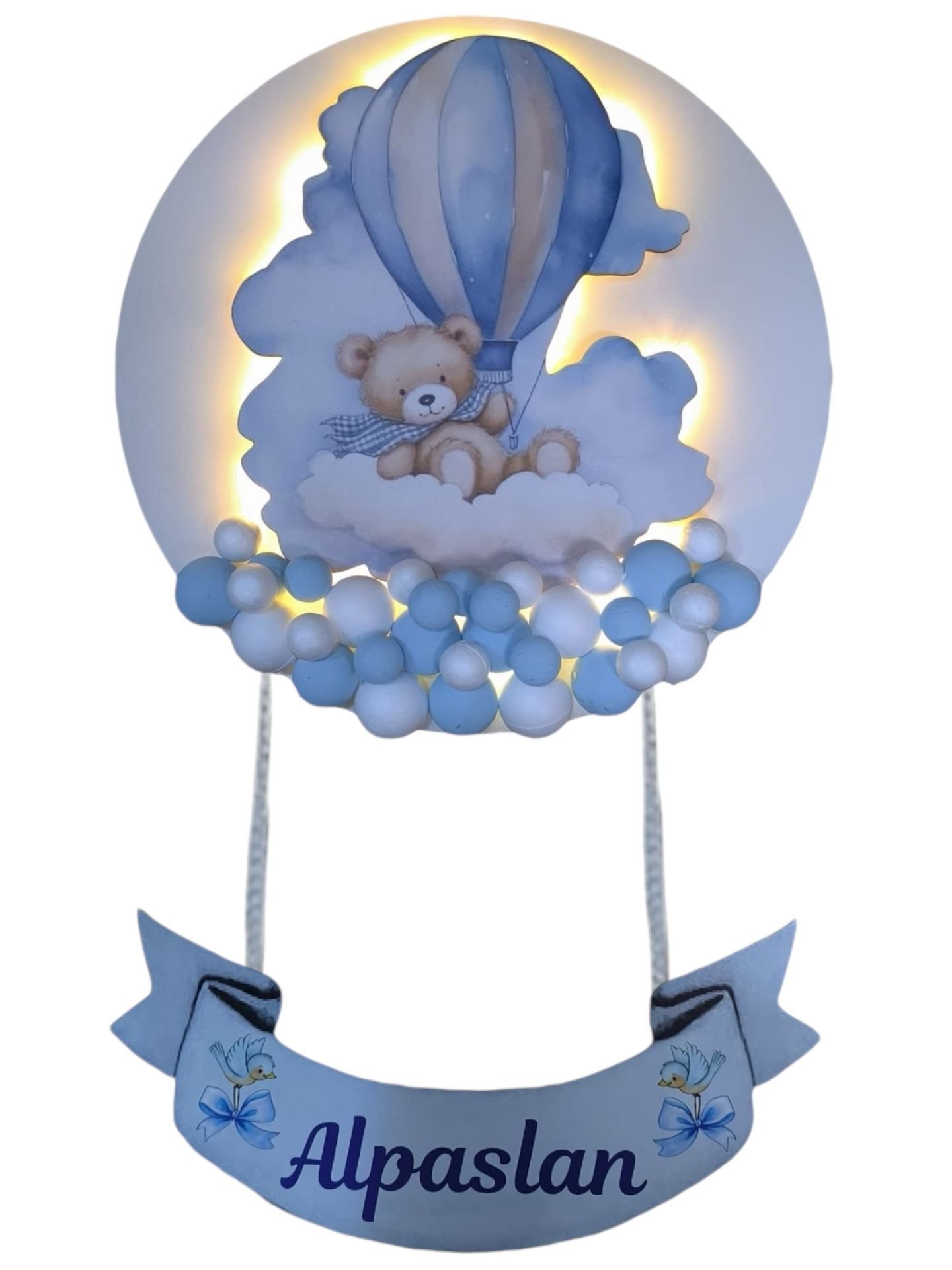 Işıklı Ayıcık Dekorlu Toplu Kapı Süsü