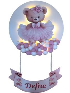 Işıklı Ayıcık Dekorlu Toplu Kapı Süsü