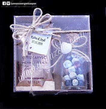 Şişeli & Kahveli Kutuda Nikah Şekeri(20 ad)