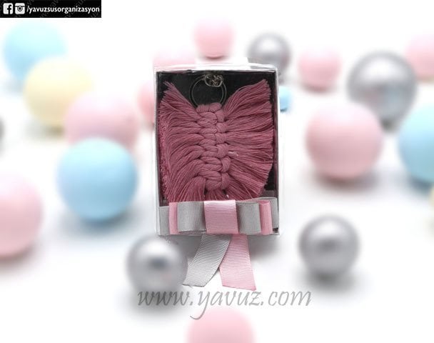 Kutuda Makrome Yaprak Anahtarlık Nikah Şek.(20 ad)