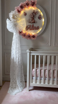 Fiyonk & Tavşan dekorlu ışıklı kapı süsü