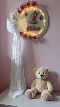 Fiyonk & Tavşan dekorlu ışıklı kapı süsü