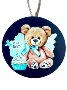 Kabartmalı Ahşap Ayıcıklı Kapı Süsü(33cm)