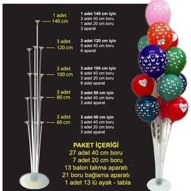 100 cm 13 lü  balon standı
