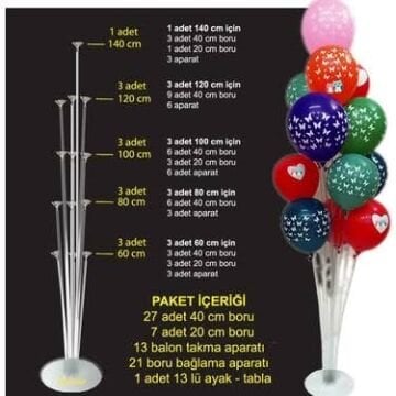 100 cm 13 lü  balon standı