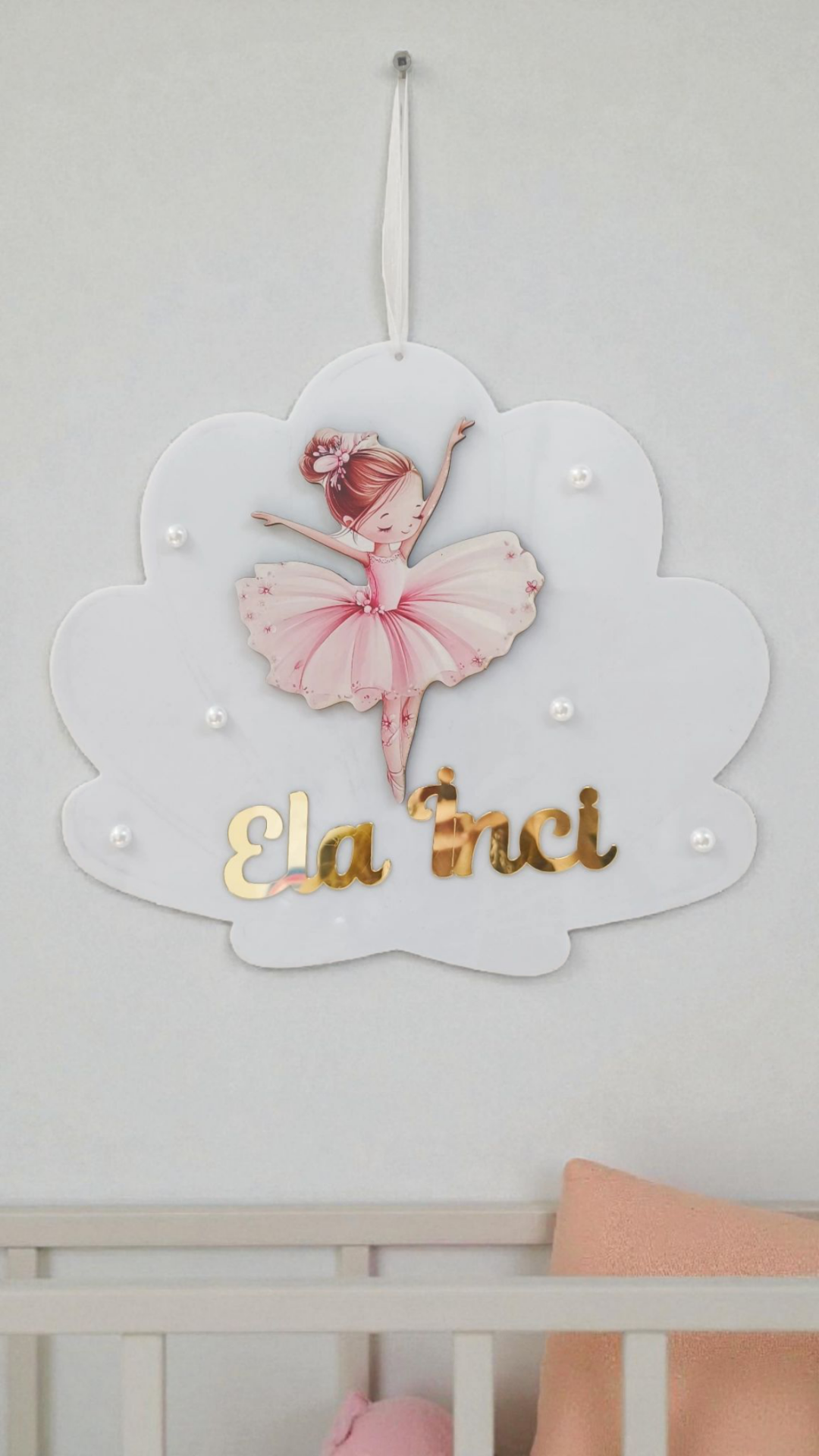 İnci dekorlu İstiridye Pleksi Kapı süsü