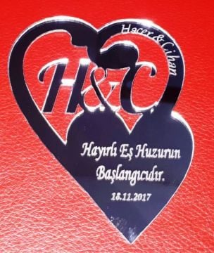 pleksi kalp içi kalp özel tasarım 7,5x8