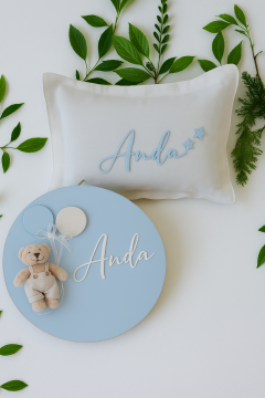 Ahşap renkli Kapı süsü & Takı Yastığı Takım