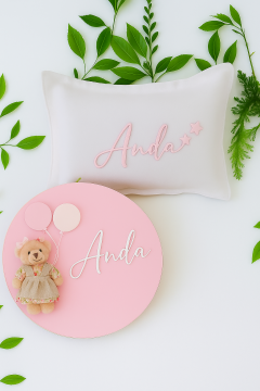 Ahşap renkli Kapı süsü & Takı Yastığı Takım