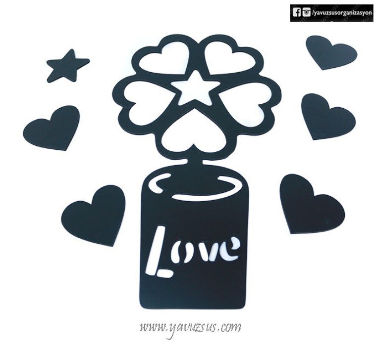 Ahşap Love Duvar Resim Çerçevesi(45*25cm)