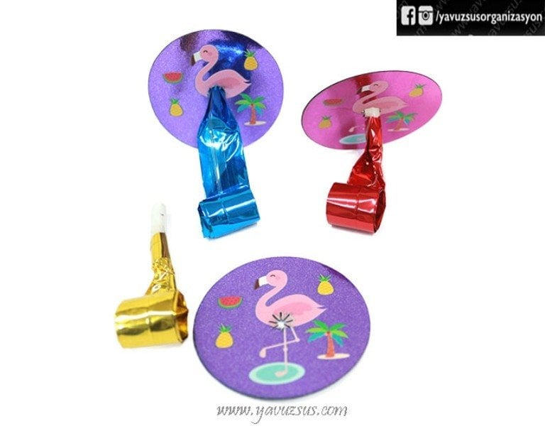 8 li Flamingo Konseptli Yılan Düdük