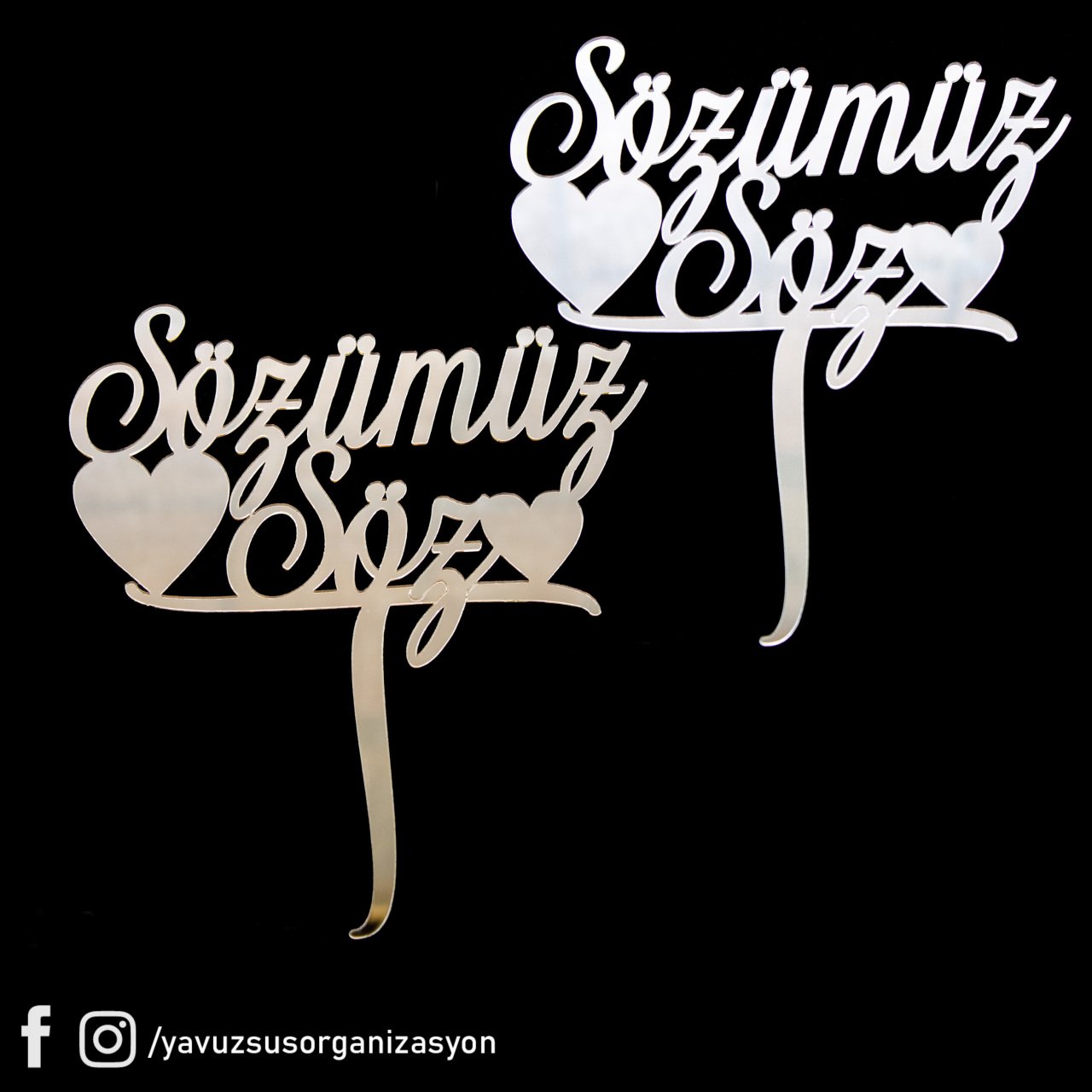 Pleksi Sözümüz Söz Pasta Üzeri Çubuk (20x18cm)