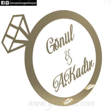 Alyans şeklinde pleksi tabanlık(isimlik) ALTIN