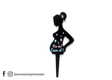 Anne Cinsiyet Belirleme Ahşap Pasta Üzeri Çubuk