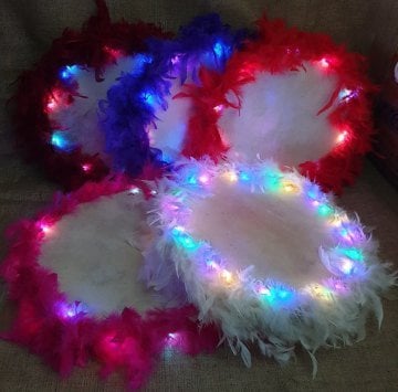 32cm ışıklı kaz tüylü deri tef