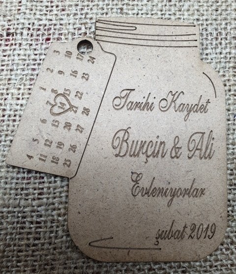 Ahşap tarihli kavanoz HAM RENK