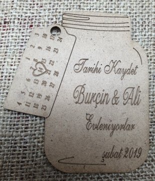 Ahşap tarihli kavanoz HAM RENK