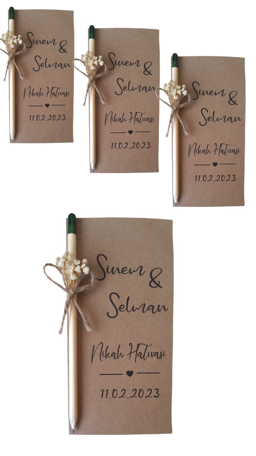 Kraft Dekorlu Tohumlu Kalem Hediyelik(20 Adet)