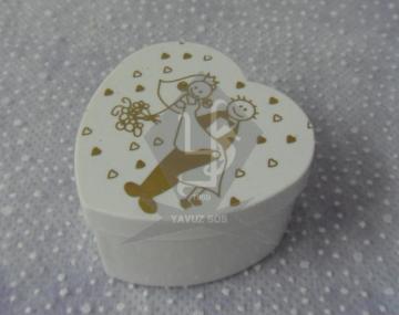 KUCAKTA GELİN DAMAT KALP KUTU (KLD)(12 adet) ALTIN