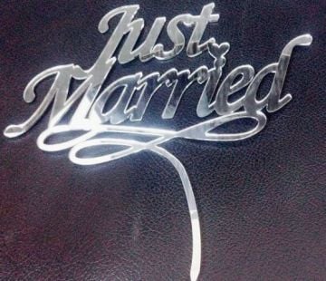 pleksi Just married pasta üzeri çubuk(20x20)