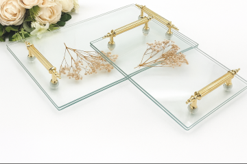 Dikdörtgen Cam Söz & Damat Tepsi Seti