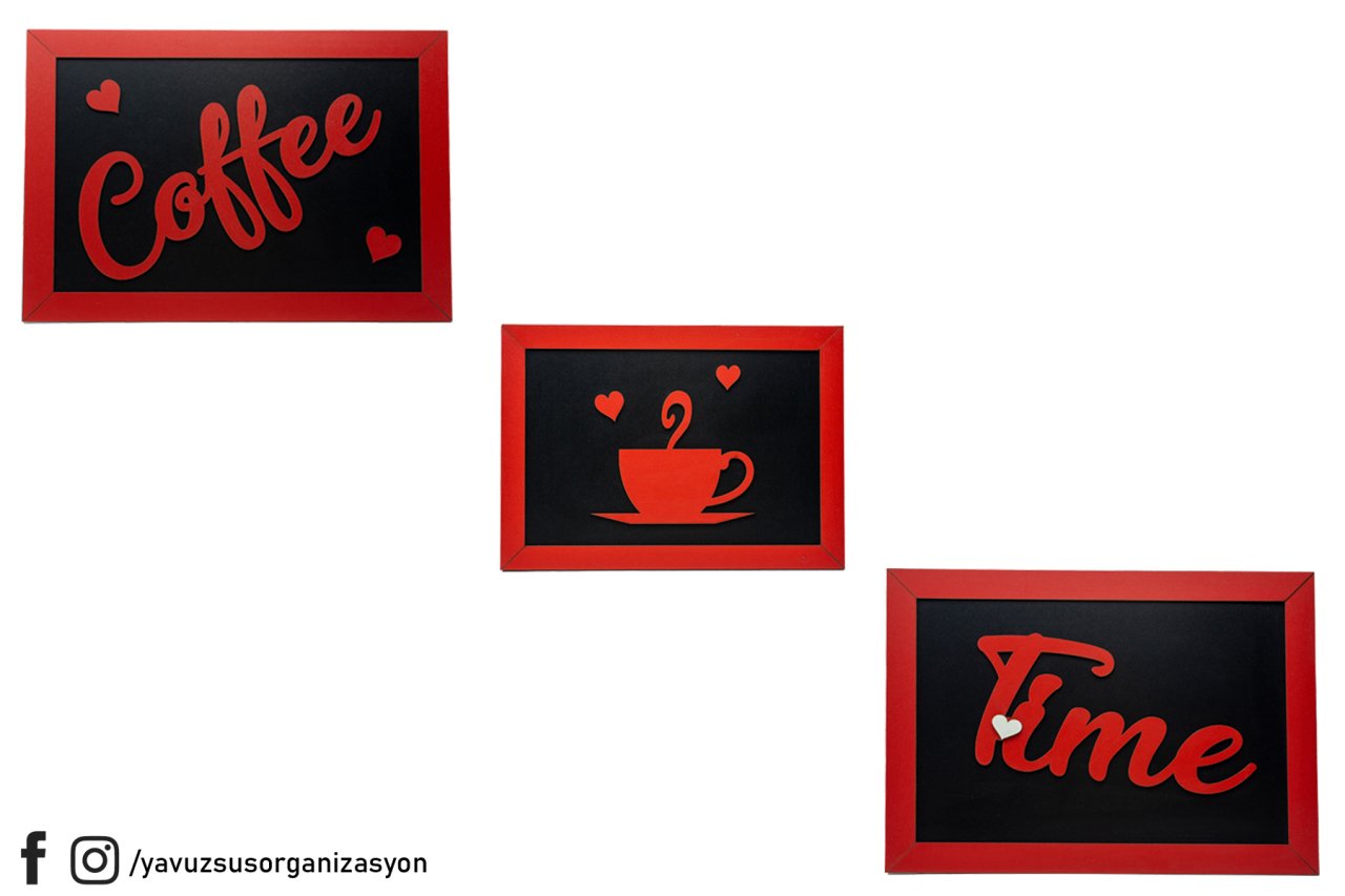 Coffee Time Üçlü Set Duvar Süsü