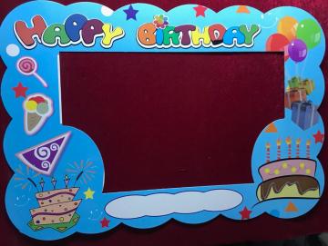 Pembe & Mavi happy bırthday çift tarf.r.çerçevesi
