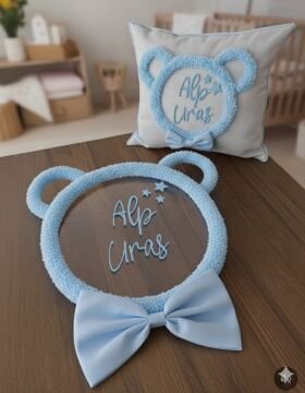 Pleksi & Ahşap üstüne kulaklı kapı Süsü&Yastık Takımı