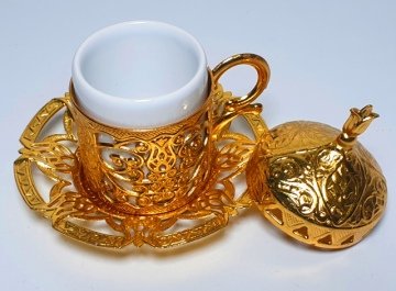 Kapaklı metal fincan ALTIN