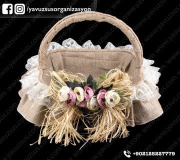 Hasır dantelli  sepet