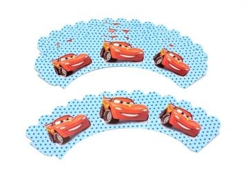 şimşek mcqueen cup cake süsü (12 adet)