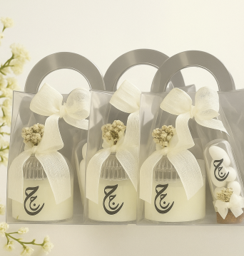 Asetat çantada mum & can fanus hediyelik(20 adet)