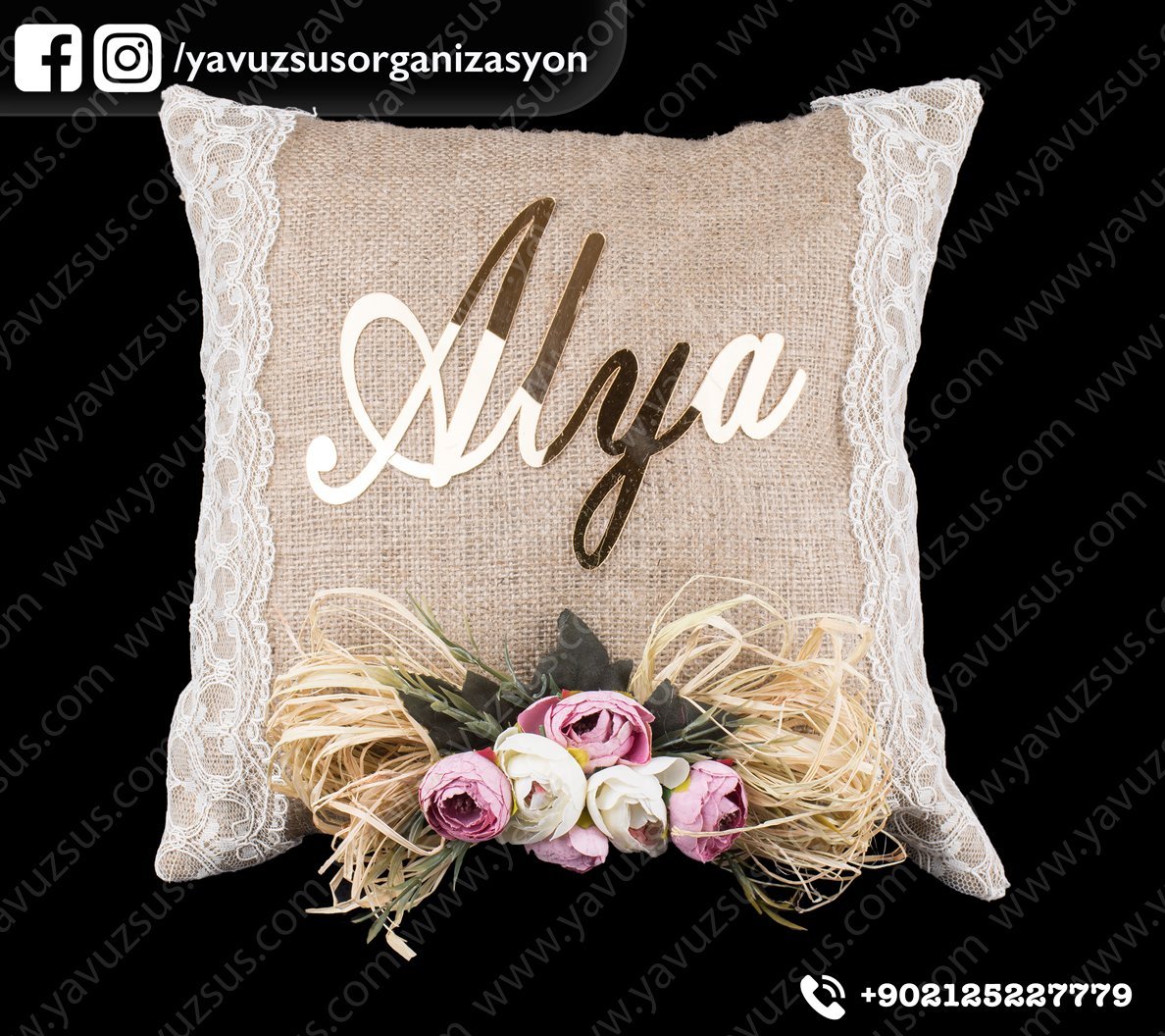 Hasır dantelli  yastık