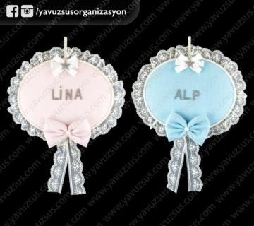 Keten oval kapı süsü PEMBE