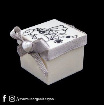 Baskılı Kutu Nikah Hediyeliği (20adet) (5x5x4cm) GUMUS