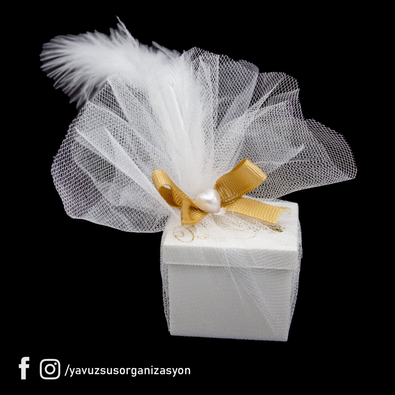 Baskılı Kutu Nikah Hediyeliği (20adet) (5x5x4cm) TULLU