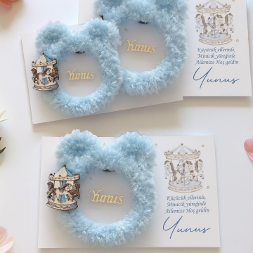 Kartlı kulaklı tüylü bebek hediyelik(20 adet)