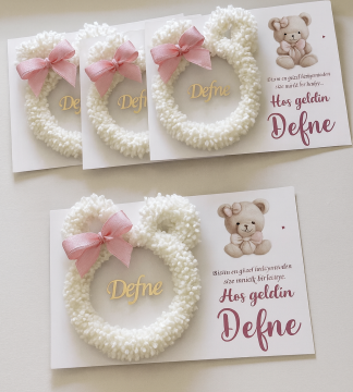 Kartlı kulaklı tüylü bebek hediyelik(20 adet)