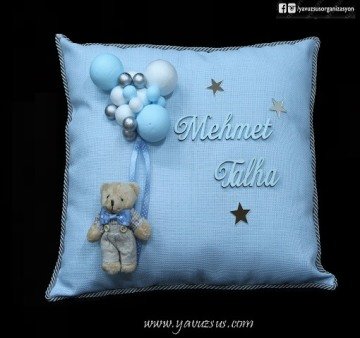 Pembe & Mavi  Dekor Toplu  Bebek Süsü MAVI YASTIK